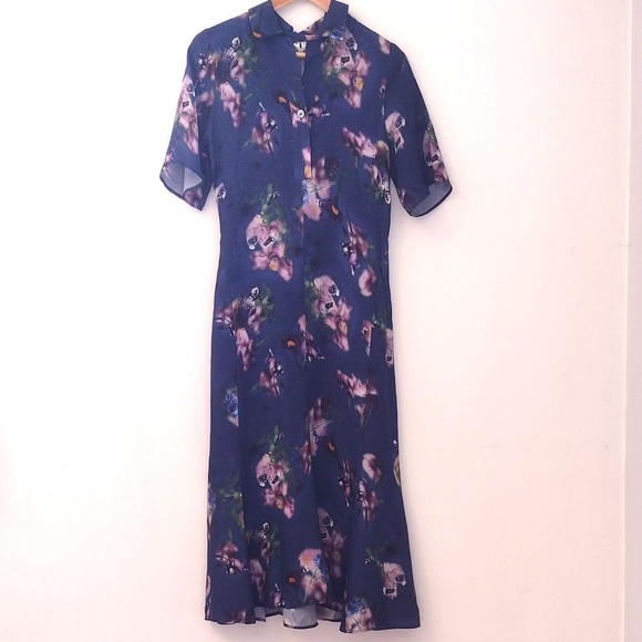 Arket Purple Floral Midi Dress - Picture 2 of 10